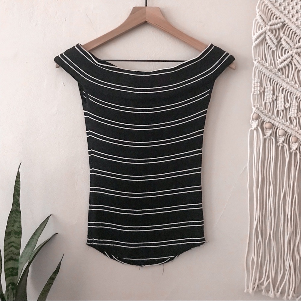 Free People Yacht Club Striped Off-Shoulder Top